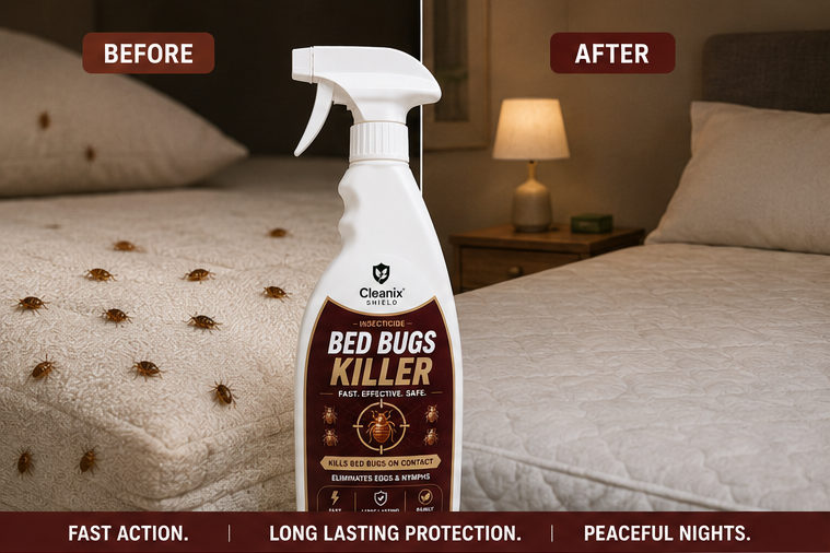 Cleanix Shield™ Bed Bugs Killer Spray | Fast Acting & Long Lasting Protection | Eliminate Bed Bugs &  Eggs