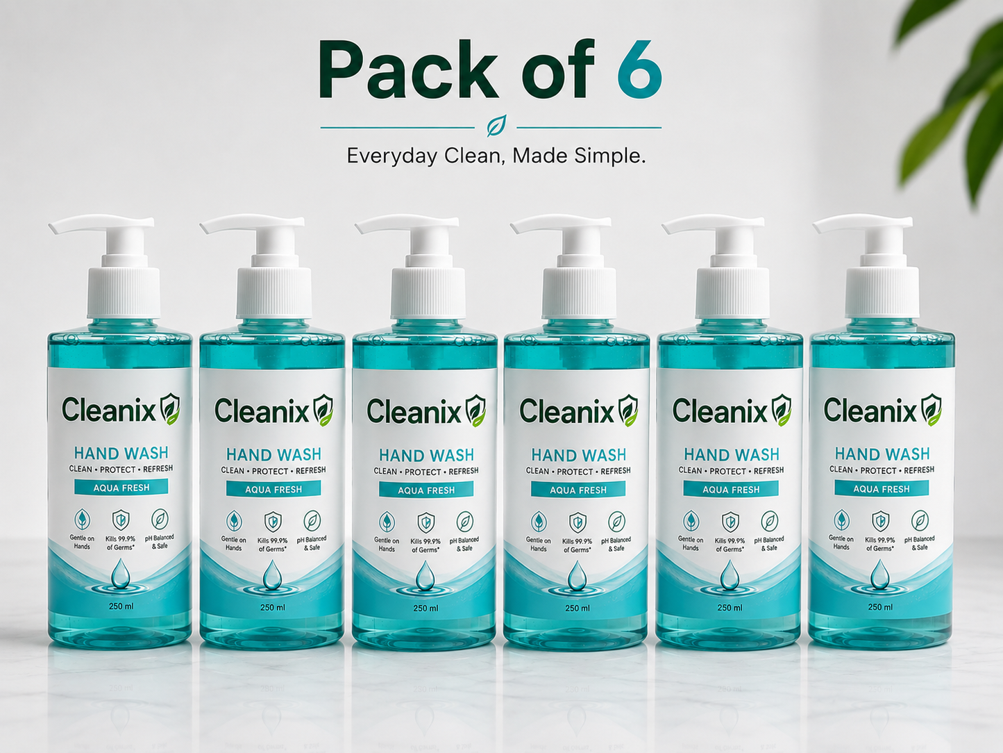 Pack of 6 Cleanix Aqua Handwash | Clean | Refresh
